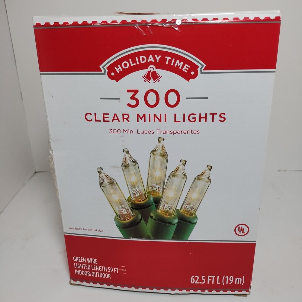 Holiday‎ Time 300 Clear Mini Lights Green Wire 59 Ft Indoor Outdoor